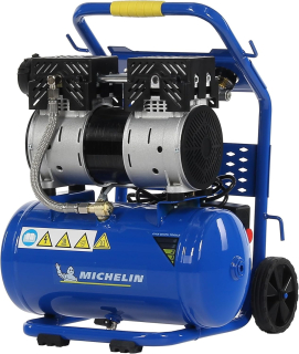 Velmi tichý - SILENT, mobilní, kompaktní, vzduchový kompresor, 8 barů, 10 l, 59 dB, 0,7 kW, 106 l./min., 230 V, MICHELIN MX 10-1